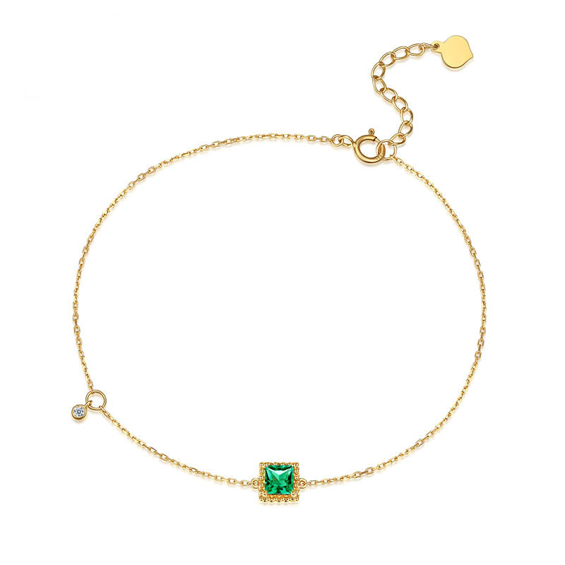 18K Yellow Gold Emerald Bracelet for Women