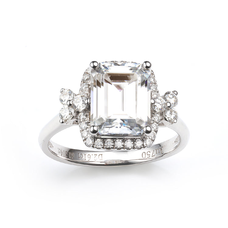 18K White Gold 2.6Ct D Color VVS Moissanite Engagement Ring for Women