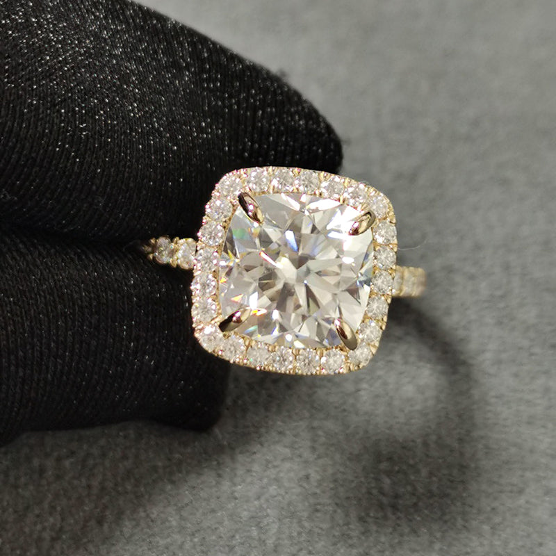 18K Rose Gold 2.5 Carat Moissanite Side-Stone Engagement Ring