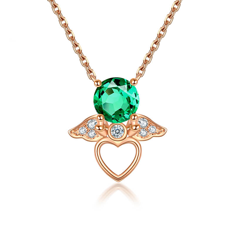 18K Cute Pendant for Girl with Synthetic Emerald