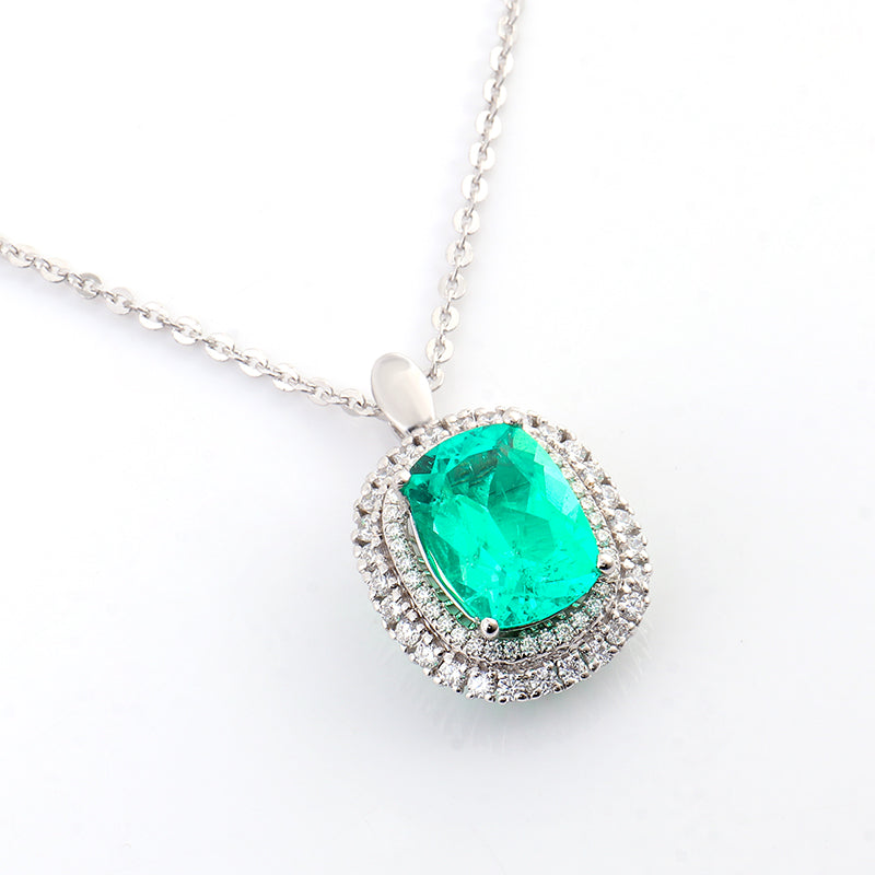 14K Emerald Moissanite Pendant Necklace Sets