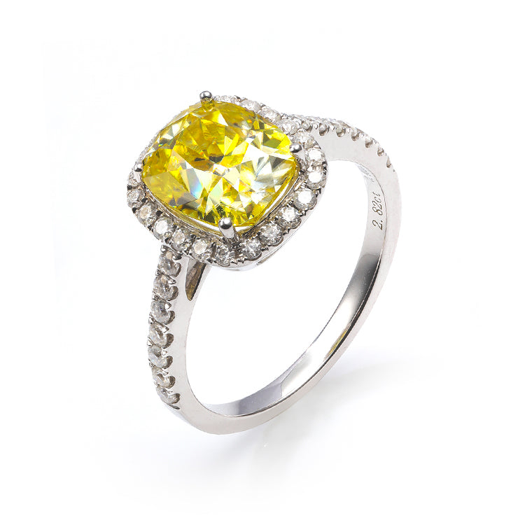 18K 3Ct Yellow Moissanite Engagement Ring for Women