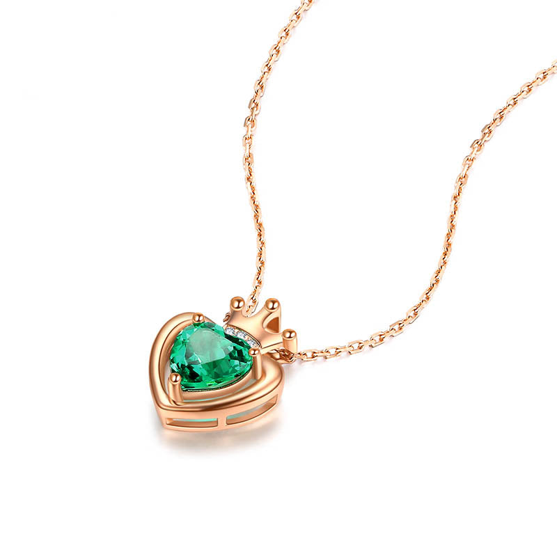 18K Crown Pendant with Synthetic Emerald 0.75ct