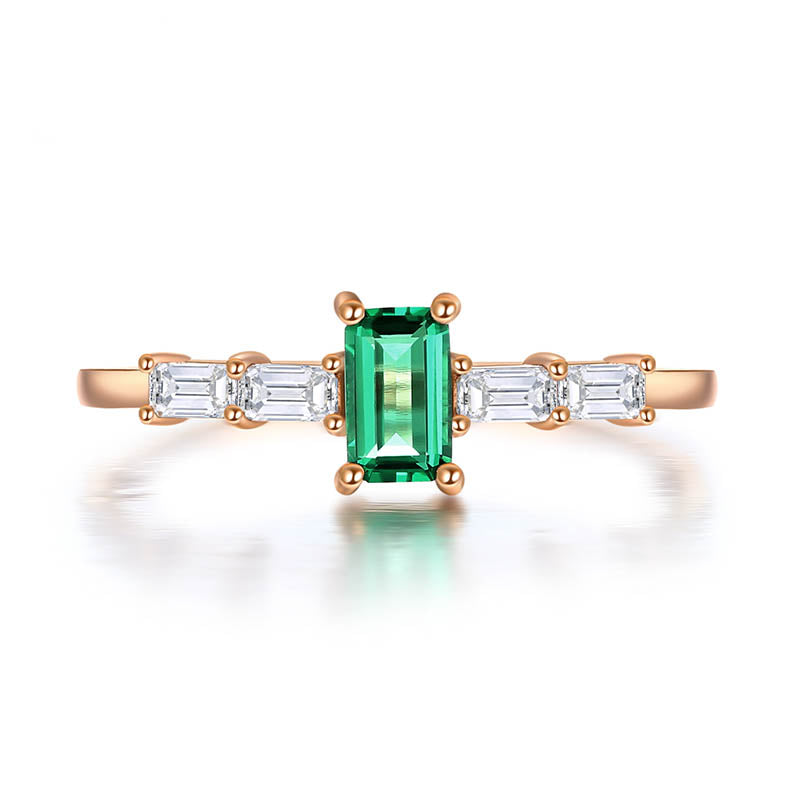 18k Rose Gold 0.24Ct Emerald Engagement Ring