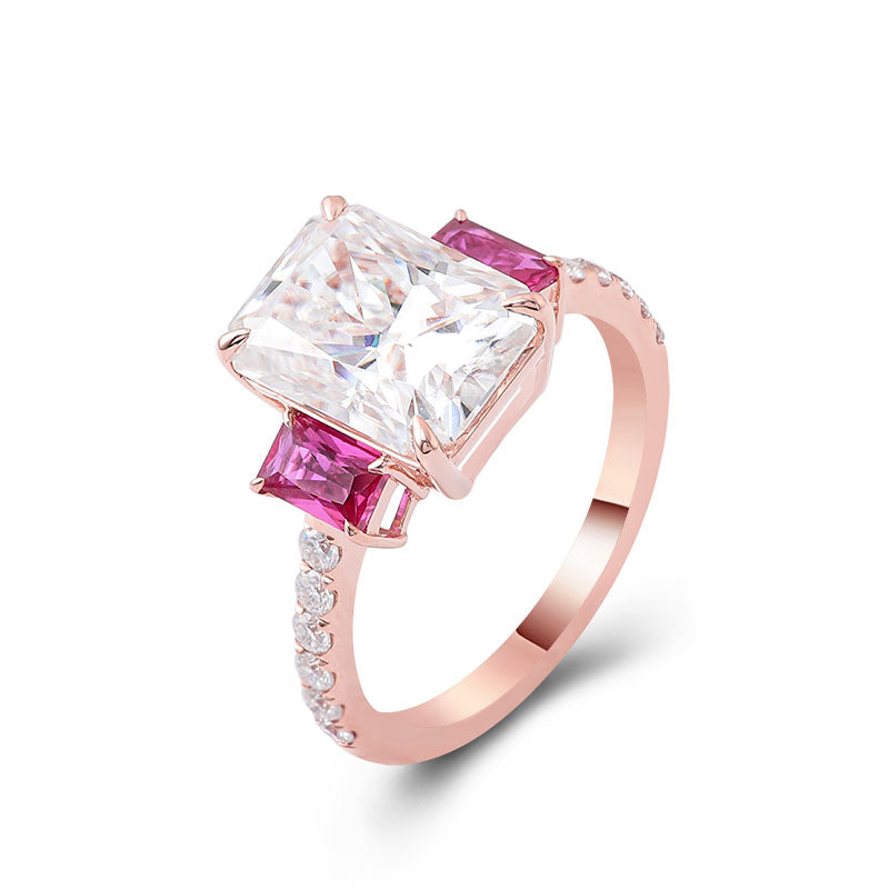 18K Rose Gold G VS Solid Gold Cvd Hpht Diamond Ring 2ct Radiant Princess Cut with IGI Certificate