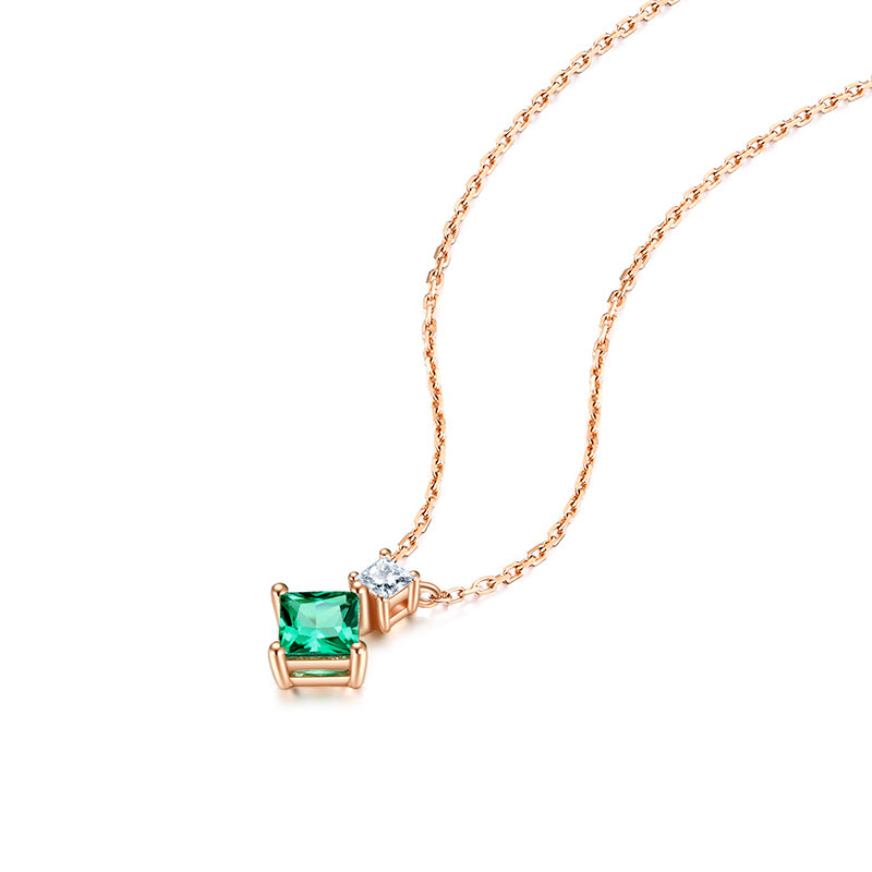 18K Moissanite with Synthetic Emerald Pendant Gift for Women