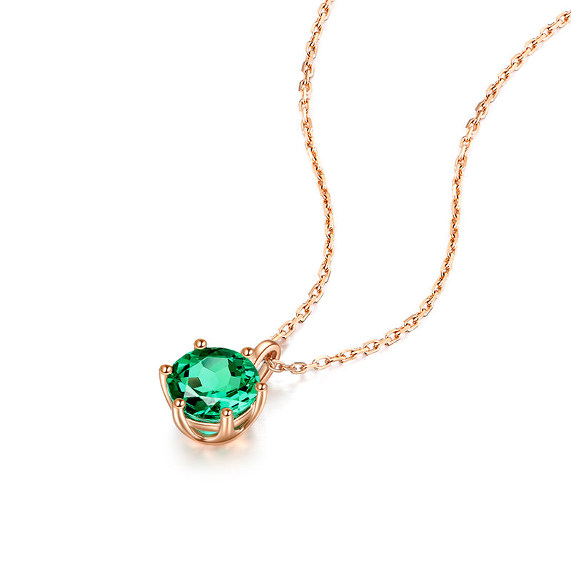 18K Gold Clever Pendants with Synthetic Emerald  0.76carat