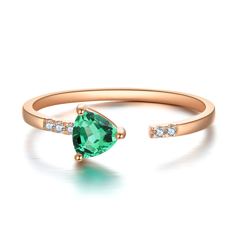 18K Gold Adjustable Emerald Ring Gift to Girl