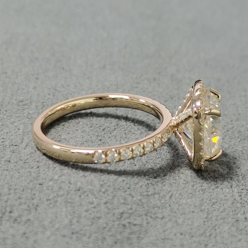 18K Rose Gold 2.5 Carat Moissanite Side-Stone Engagement Ring