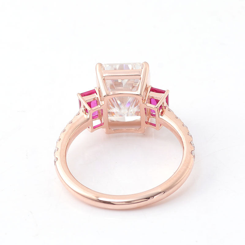 18K Rose Gold G VS Solid Gold Cvd Hpht Diamond Ring 2ct Radiant Princess Cut with IGI Certificate