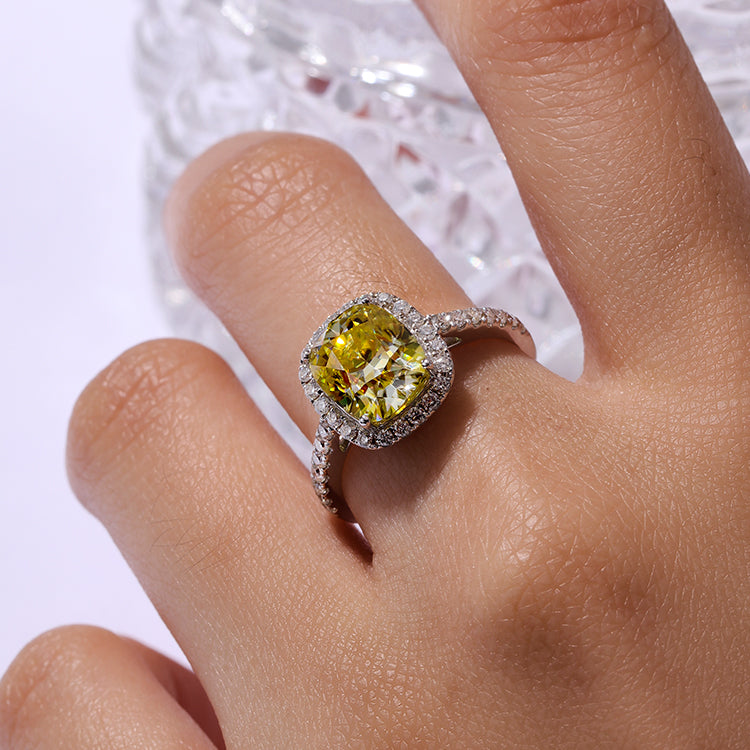 18K 3Ct Yellow Moissanite Engagement Ring for Women