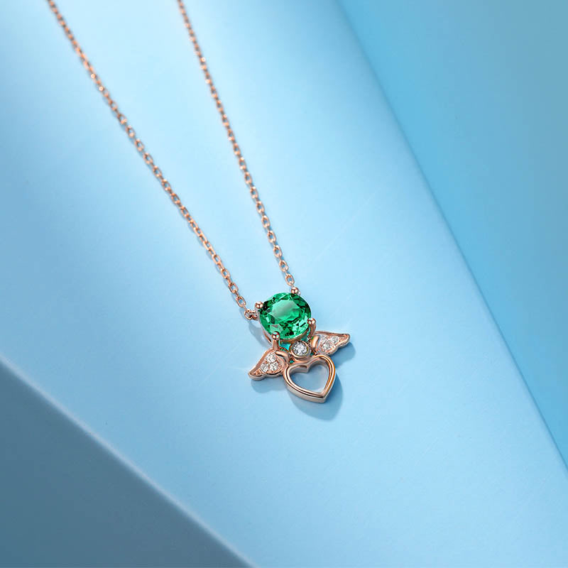 18K Cute Pendant for Girl with Synthetic Emerald